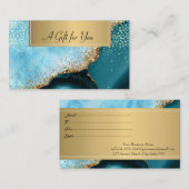 エレガントターコイズ大理石金ゴールド紙吹雪 割引カード (正面/裏面)