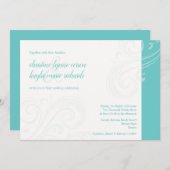 エレガントターコイズ招待状、キャロリン結婚ズ 招待状 (正面/裏面)