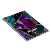 エレガントターコイズ紫グリッターガーリーsketchbook ノートブック (右側)