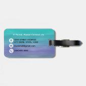 エレガントターコイズ紫ブラシ仕上げ金属モノグラム ラゲッジタグ (裏面横)