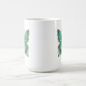 エレガントターコイズ蝶ラージ コーヒーマグカップ (中央)