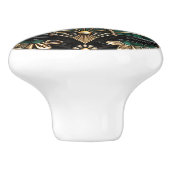 エレガントターコイズ金ゴールドとブラックアールデコ セラミックノブ (側面)