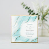 エレガントターコイズ金ゴールドアガテ結婚スクエア 招待状 (スタンド正面)