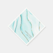 エレガントターコイズ金ゴールドアガ結婚ート スタンダードカクテルナプキン (角)