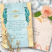 エレガントターコイズ金ゴールドヴィンテージ結婚スタイル サンキューカード