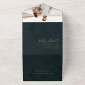 エレガントターコイズ金ゴールド瑪瑙結婚書道 オールインワン招待状 (外側)