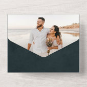 エレガントターコイズ金ゴールド瑪瑙結婚書道 オールインワン招待状 (裏面)