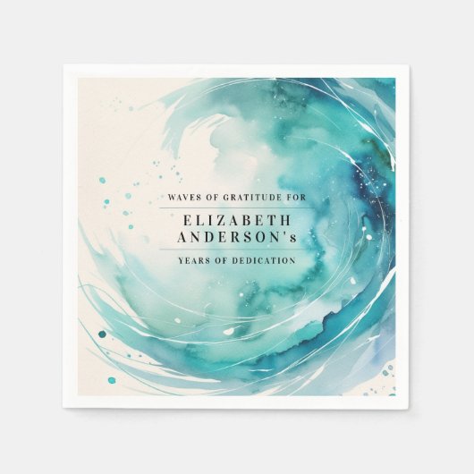 エレガントターコイズ除退波海水色 スタンダードカクテルナプキン (正面)