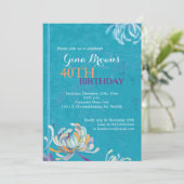 エレガントターコイズ40歳の誕生日パーティー 招待状 (スタンド正面)