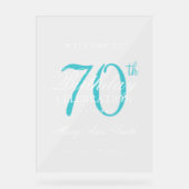 エレガントターコイズ70th誕生日パーティーへようこそ アクリルサイン (正面)
