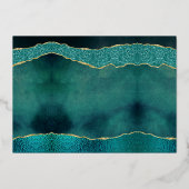 エレガントターコイズ&金ゴールドアガテ結婚の感謝 箔招待状 (裏面)