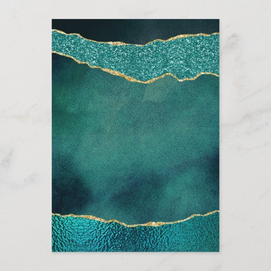 エレガントターコイズ&金ゴールドアガテ結婚ス アドバイスカード (裏面)