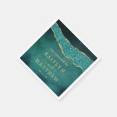 エレガントターコイズ&金ゴールドアガテ結婚ス スタンダードカクテルナプキン (角)