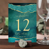 エレガントターコイズ&金ゴールドアガテ結婚ス テーブルナンバー