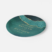 エレガントターコイズ&金ゴールドアガテ結婚ス ペーパープレート (アングル)