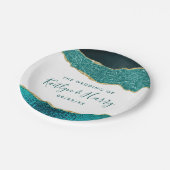 エレガントターコイズ&金ゴールドアガテ結婚ス ペーパープレート (アングル)