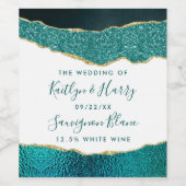 エレガントターコイズ&金ゴールドアガテ結婚ス ワインラベル (シングルラベル)