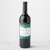 エレガントターコイズ&金ゴールドアガテ結婚ス ワインラベル (正面)