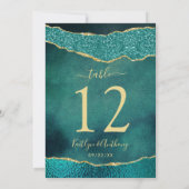 エレガントターコイズ&金ゴールドアゲート結婚トのテーブルカード 招待状 (裏面)