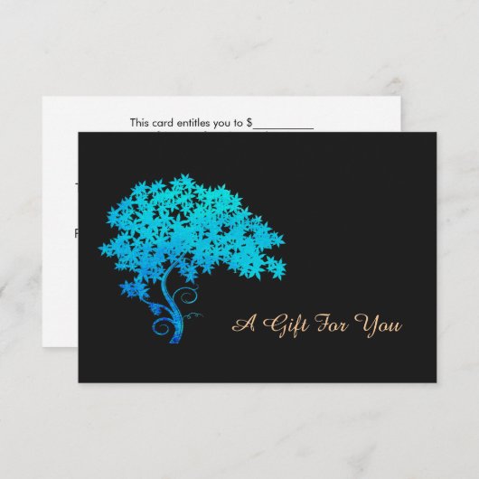 エレガントターコイズzenツリーのロゴギフト証明書 (正面/裏面)