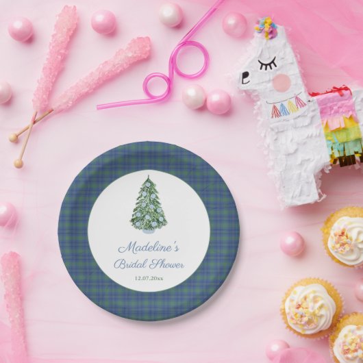 エレガントタータンチェッククリスマスブライダルシャワー ペーパープレート (パーティー)