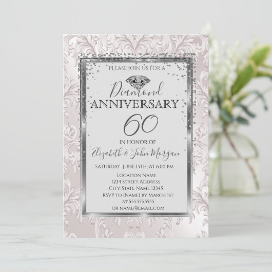 エレガントダイアモンダマスク結婚記念日 招待状 (スタンド正面)