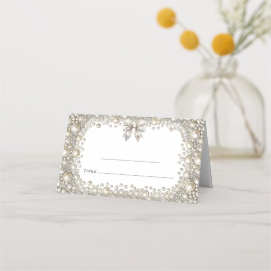 エレガントダイヤと真珠結婚の プレイスカード (裏面)