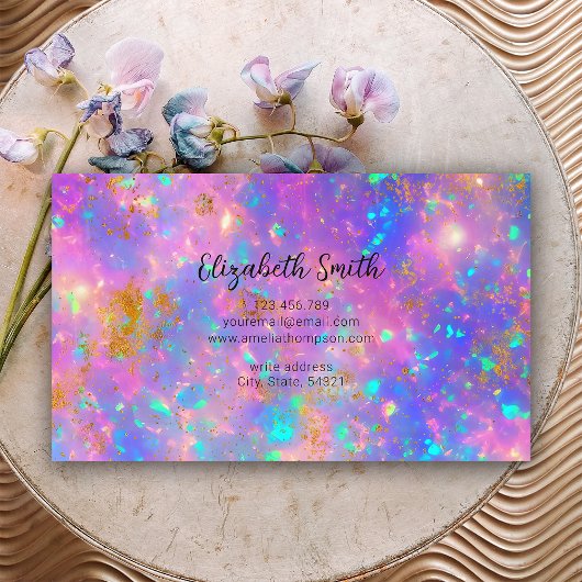 エレガントダイヤスタイリッシュモンド金ゴールドファイアオペルストーン 名刺