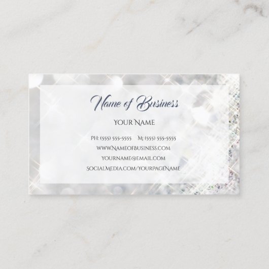 エレガントダイヤフェイクモンド白グリッタースパークル 名刺 (裏面)