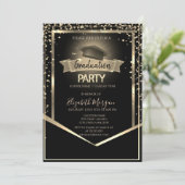 エレガントダイヤモンドグラッドキャップブラック卒業 招待状 (スタンド正面)