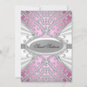 エレガントダイヤモンドピンクスウィート16パーティー招待状 招待状 (正面)