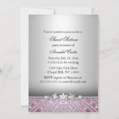 エレガントダイヤモンドピンクスウィート16パーティー招待状 招待状 (裏面)