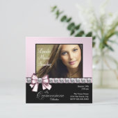 エレガントダイヤモンドピンクボウ写真キンセアニェラ 招待状 (スタンド正面)