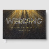 エレガントダイヤモンドブラックと金ゴールドダイヤ結婚モンド ゲストブック (正面)