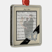 エレガントダイヤモンドブラックリボンシルバースクエアオーナメント メタルオーナメント (右)