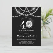 エレガントダイヤモンドブラック40歳の誕生日パーティー 招待状 (スタンド正面)
