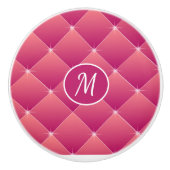 エレガントダイヤモンドモノグラム付きピンクタフトデザイン セラミックノブ (正面)