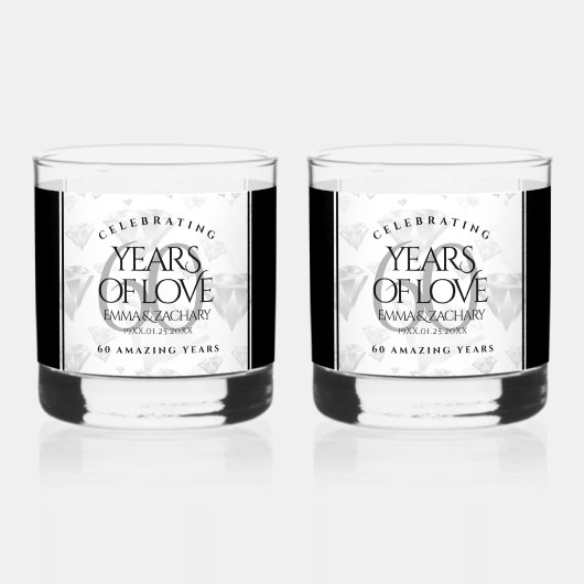 エレガントダイヤモンド結婚60周年 ウイスキーグラス (正面)
