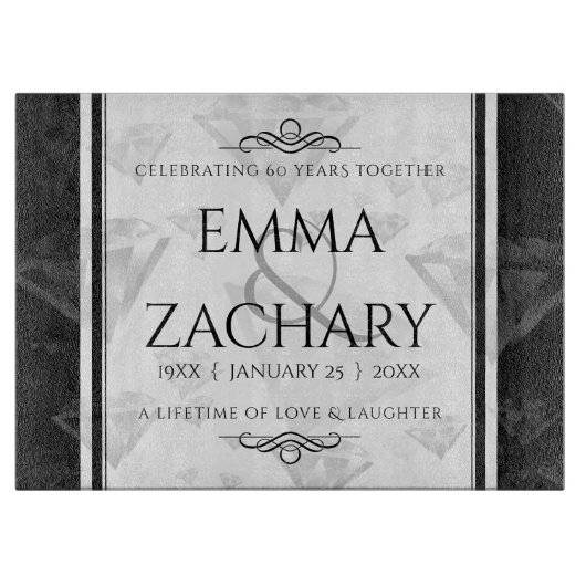 エレガントダイヤモンド結婚60周年 カッティングボード (正面)