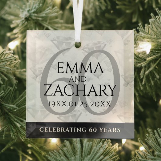 エレガントダイヤモンド結婚60周年 ガラスオーナメント (インサイチュ)