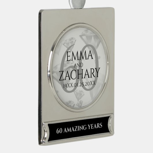 エレガントダイヤモンド結婚60周年 シルバープレートバナーオーナメント (右)