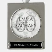 エレガントダイヤモンド結婚60周年 シルバープレートバナーオーナメント (正面)