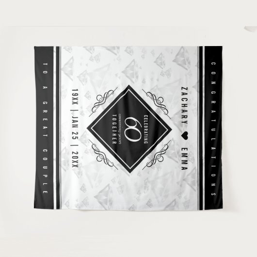 エレガントダイヤモンド結婚60周年 タペストリー (正面(横))