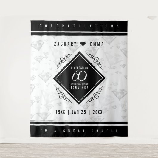 エレガントダイヤモンド結婚60周年 タペストリー (正面)