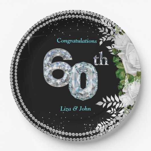 エレガントダイヤモンド結婚60周年 ペーパープレート (正面)