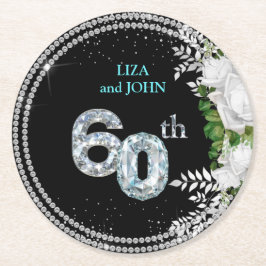 エレガントダイヤモンド結婚60周年 ラウンドペーパーコースター