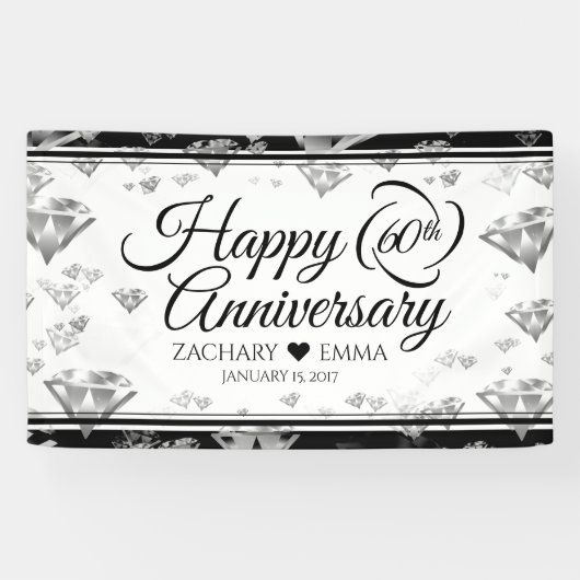 エレガントダイヤモンド結婚60周年 横断幕 (横)