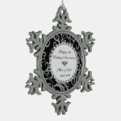 エレガントダイヤモンド10周年結婚を祝う スノーフレークピューターオーナメント (左)