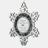 エレガントダイヤモンド10周年結婚を祝う スノーフレークピューターオーナメント (右)