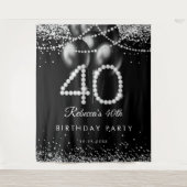 エレガントダイヤモンド40th誕生日パーティー背景 タペストリー (正面)